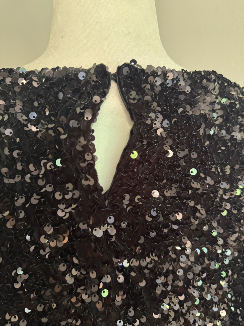 MNG Mango Black Sequin Cocktail Dress Size 4 Dolman Sleeve Party Mini Dress - Picture 3 of 9